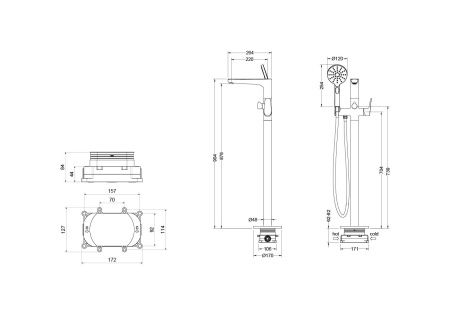Смеситель для ванны напольный (внешняя и скрытая часть) AQUATEK AQ1145CR БЕТТА Смеситель для ванны напольный (внешняя и скрытая часть) AQUATEK AQ1145CR БЕТТА