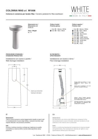 White Ceramic Was, круглая раковина с пьедесталом, 40x84,5h см, цвет белый глянцевый, артикул W100708SET01