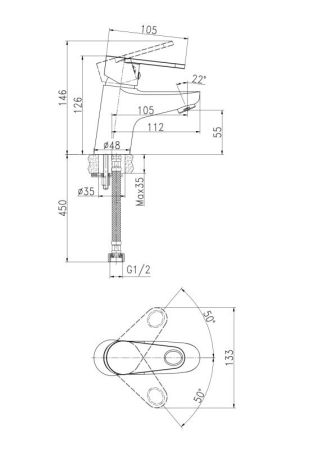 Смеситель для раковины Cersanit CARI однорычажный (63025), артикул 63025