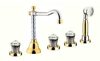 Смеситель на борт ванны Fiore VENERE SKY (SWAROVSKI®) 13CO0607, хром/золото