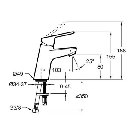 Смеситель для раковины  JACOB DELAFON LUICEN E20849-CP (хром, L-10,3 H-8), шт, артикул E20849-CP