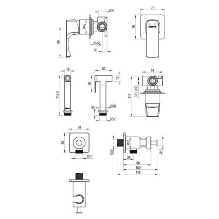 Смеситель Lemark Ursus с гигиеническим душем встраиваемый (LM7219BG), артикул LM7219BG
