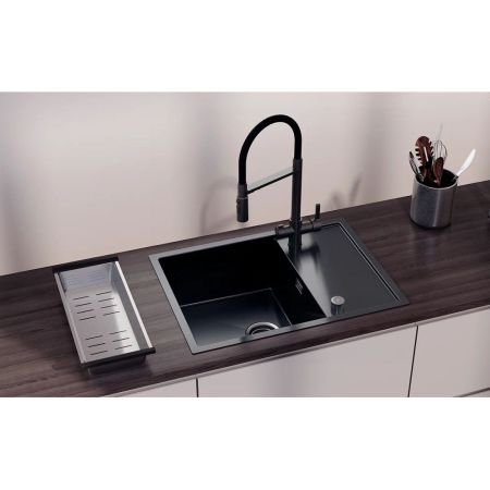 Кухонная мойка Ulgran Steel 680x500, вороненая сталь, артикул US 680-003