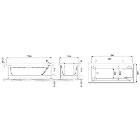 Ванна JACOB DELAFON SOFA (170*70) E60518RU-00 (белый, перелив стандарт.), шт, артикул E60518RU-00