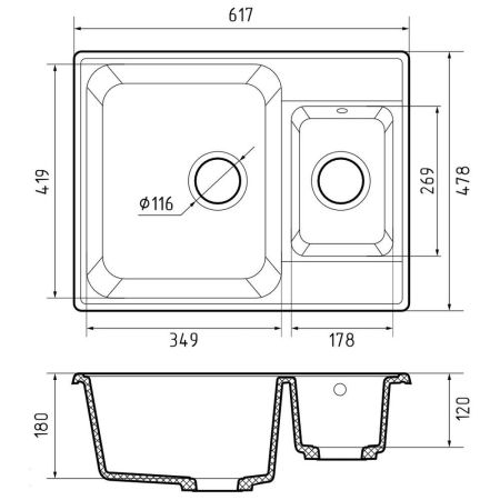 Кухонная мойка GranFest QUARZ 9, темно-серый, артикул 09 темно-серый