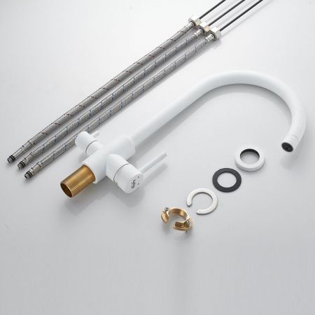 Смеситель для кухни с подключением фильтра воды Raffine F108C, белый