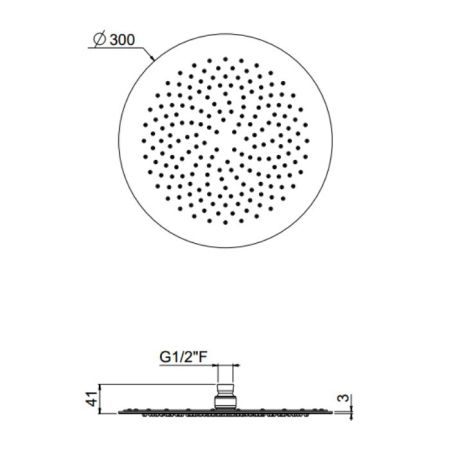 Верхний душ, Carimali, MySlim, тип установки-потолочный, размер душевого диска, мм-300*300, форма-круглая, распыленная струя со 124 силиконовыми насадками, цвет-хром, артикул SLM0003CRX