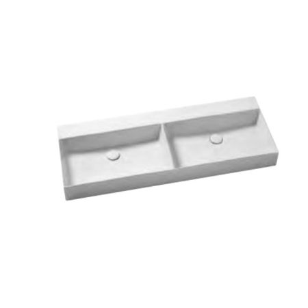 AZZURRA ELEGANCE Squared Двойная раковина подвесная/накладная  122х45см без отв. под смеситель , цвет белый