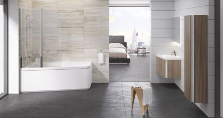 Тумба под раковину Ravak SD 10° 55 угловая белая глянцевая, в правый угол, артикул X000000742