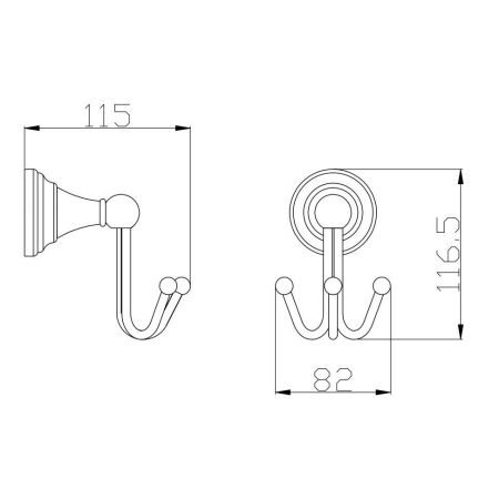 Крючок для ванной комнаты тройной Rav Slezak MORAVA MKA0105, хром, артикул MKA0105