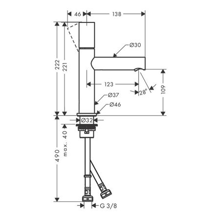 AX Uno Смеситель для раковины 110, Zero, цвет шлифованное золото, артикул 45002250