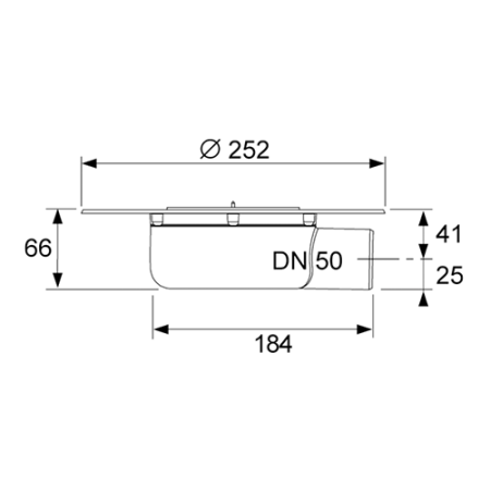 Сифон горизонтальный DN50 для террас и балконов, артикул 3601401