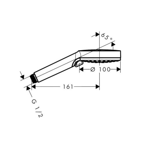 HG Vernis Blend Vario Ручной душ d100мм, 2jet (Rain, IntenseRain), EcoSmart, цвет: матовый черный, артикул 26340670