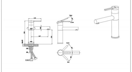 Смеситель для раковины Bravat F1410445BW-RUS, черный