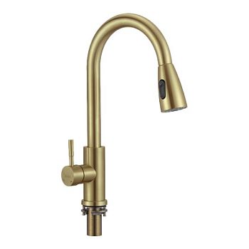 Смеситель для кухни с выдвижным изливом Savol S-002806C, матовое золото