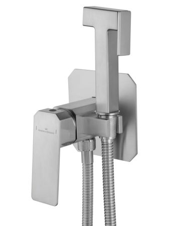 Смеситель с гигиеническим душем встраиваемый WONZON & WOGHAND DIAMOND, Брашированный никель (WW-88829011-BN), артикул WW-88829011-BN