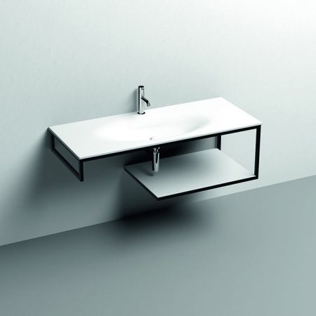 KERASAN SHAPE LOUISE Структура 1220х520 мм., подвесная, нержавеющая сталь, полка белая, цвет черный матовый, артикул 9324k4