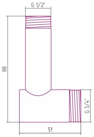 Уголок переходной G 3/4" НР х G 1/2" НР (Без покрытия), артикул 02003-3412