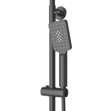 SLIDER-CVD-GM Душевая стойка со смесителем и изливом, оружейная сталь, артикул SLIDER-CVD-GM