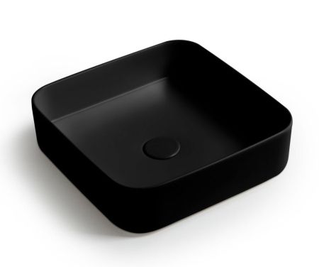 White Ceramic Blade, накладная квадратная раковина 40x40x11,5h см, цвет черный матовый, артикул W050705