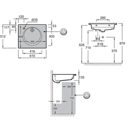 Раковина мебельная JACOB DELAFON ODEON RIVE GAUCHE EXBA112-Z-00 (встраиваемая сверху, (61*40), белый, шт, артикул EXBA112-Z-00