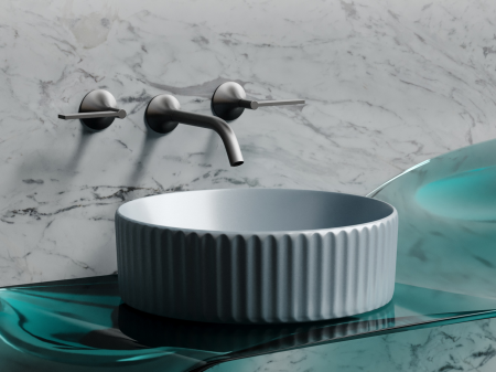 Умывальник чаша накладная круглая (цвет Серо-Голубой Матовый) Элемент (Element) 360x360x115мм, артикул CN6057MHL