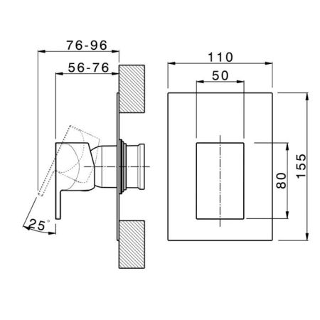 CISAL HI-RISE Смеситель настенный встраиваемый, однорычажный, внешняя часть, цвет хром, артикул RI00300021
