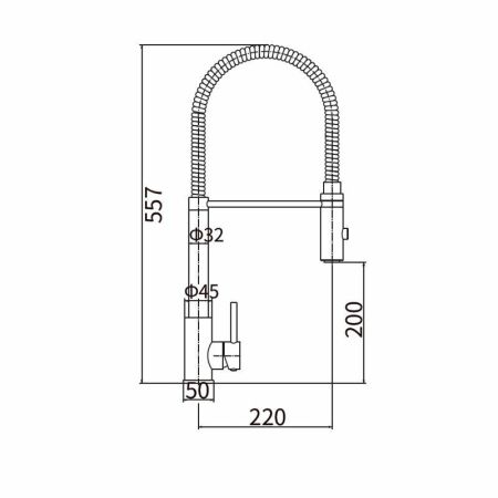Смеситель для кухни с гибким изливом FASHUN A54111-7, сатин/черный
