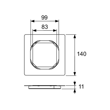 Дизайн-решетка для трапа, TECE, Drainpoint S, ширина, мм-132, длина, мм-132, высота, мм-11, вид-основа для плитки, материал-нержавеющая сталь, цвет-нержавеющая сталь, артикул 3660016