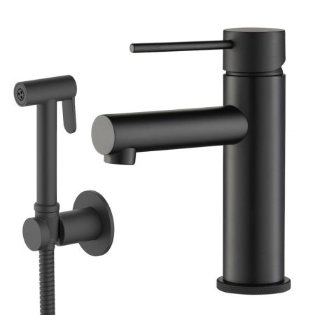 Смеситель для раковины с гигиеническим душем Timo Saona черный (2360/03G), артикул 2360/03G