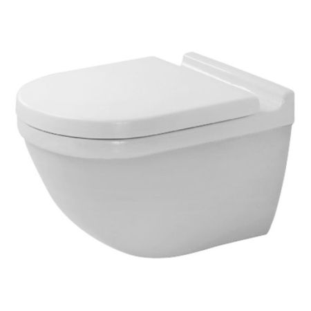 Унитаз, Duravit, Starck 3, безободковый (с открытым смывным краем), тип установки-подвесной, ширина, мм-365, глубина, мм-540, высота, мм-375, форма чаши-овальная, выпуск-горизонтальный, без декора, материал-керамика, сиденье-в комплект не входит (приобрет, артикул 2527090000