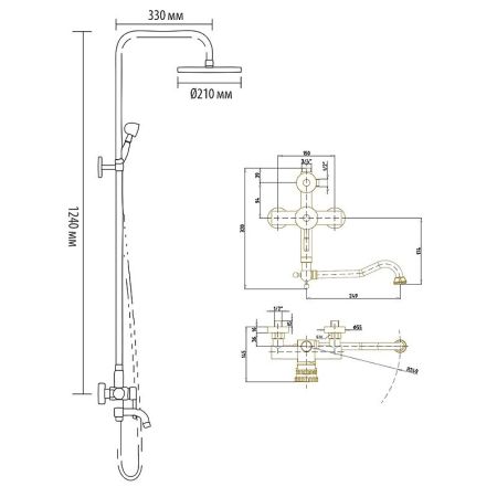 Душевая система Bronze de Luxe Windsor 10120DF/1 Бронза, артикул 10120DF/1
