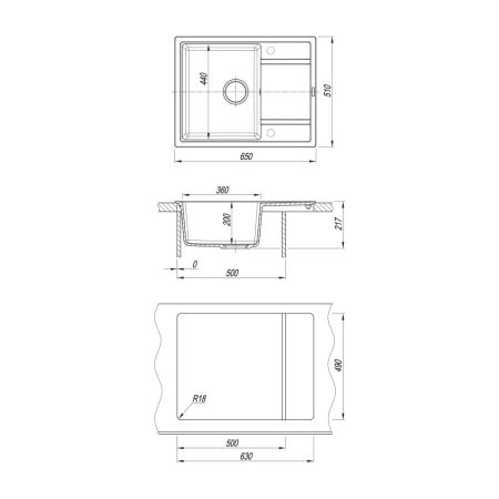 Кухонная мойка Florentina ЭСТЕЛЬ 20.520.C0650.302, антрацит, артикул 20.520.C0650.302