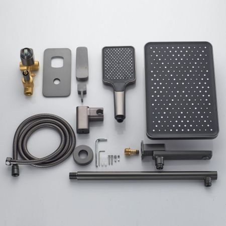 Душевая система встраиваемая Shevanik S9935T, оружейная сталь