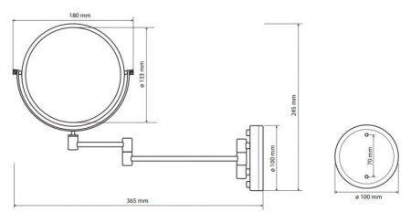 Косметическое зеркало без подсветки хром матовый Ø133