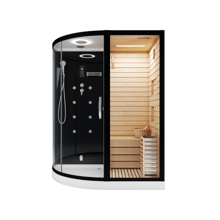 Сауна LUGANO Nero-R Black комбинированная 2в1 Cerutti SPA 1800x1100x2230, артикул CT8344