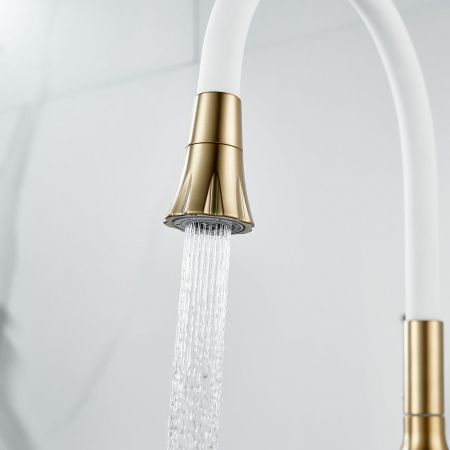 Смеситель для кухни с гибким изливом Raffine F303G-1, золотой сатин, артикул F303G-1