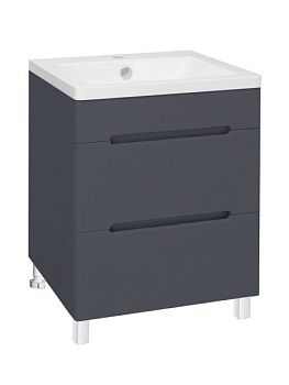 Тумба Runo Парма 60 2 ящика графит под умывальник УТ000001837 (Omega 60) (00-00001454)