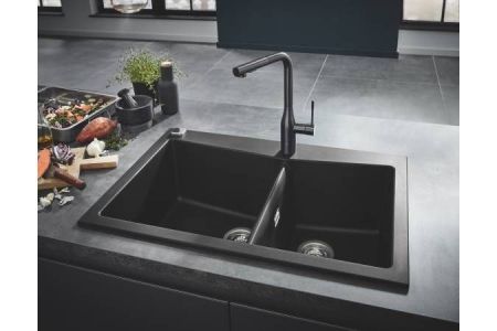 Мойка GROHE K700 с 2 чашами, 838 x 559 мм,черный гранит (31657AP0)