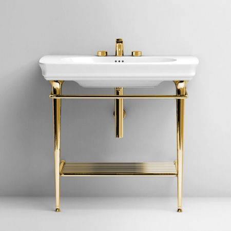 Artceram CIVITAS Металическая структура Quadra 70х40хh80,5см для раковины 90, полка сетка, цвет: золото, артикул CIA008 73 oro