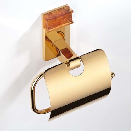 THG GINKGO Держатель туалетной бумаги с крышкой, цвет полированное золото