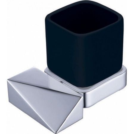 Настенный стакан д/зубных щеток NEW VENTURO хром/черный_Комплект, артикул 10314-CR-B