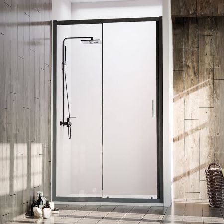 Душевая дверь Veconi Vianno VN-72B, 1100x1900, черный, стекло прозрачное, артикул VN72B-110-01-C4