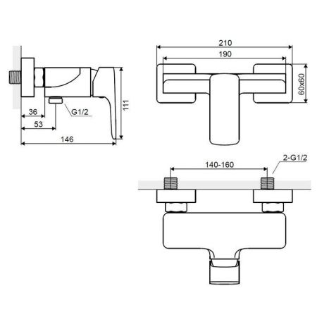 Смеситель для душа EXCELLENT Keria AREX.2008CR (хром), артикул AREX.2008CR