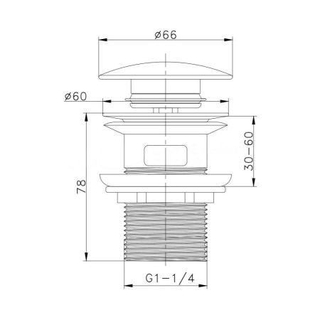 Донный клапан Maretti AC19P67660 с переливом, оружейная сталь, артикул AC19P67660