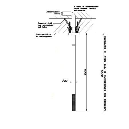 GESSI 316 Излив потолочный с удаленным управлением (не входит в комплект), цвет: steel brushed, артикул 54499#239