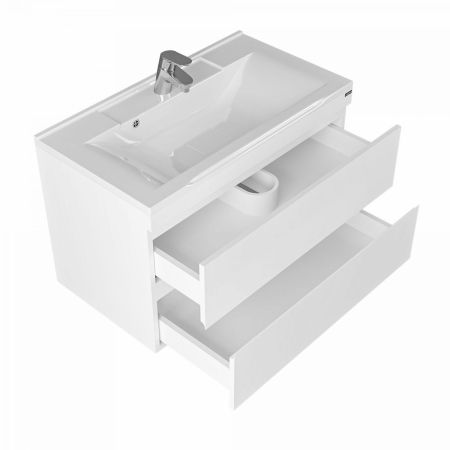 Тумба под раковину Санта Марс 80 см, 700186е, 2 ящика, подвесная, белый ум. Elen 80 литой мрамор), артикул 700186е