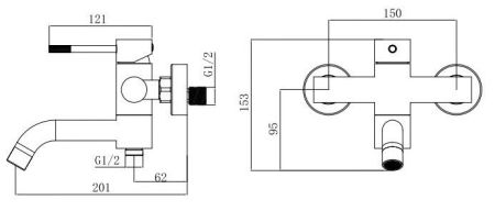 Смеситель Vessel для ванны, с коротким изливом, с акс, артикул: VSL54, артикул VSL54