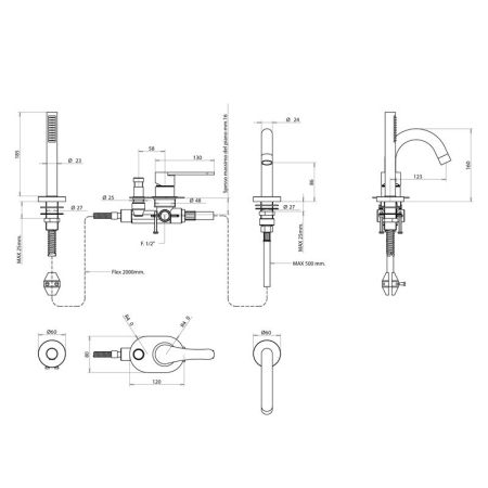 Bongio O'Clock Green Смеситель для ванны, цвет хром, артикул 14531CR0D