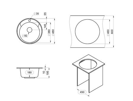 Кухонная мойка GRANULA Standart (4802, БАЗАЛЬТ), артикул 4802, БАЗАЛЬТ